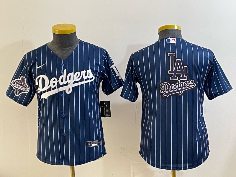 Youth 2026 Los Angeles Dodgers Blank Drak Blue Stripe Game Nike MLB Jersey style 007->youth mlb jersey->Youth Jersey
